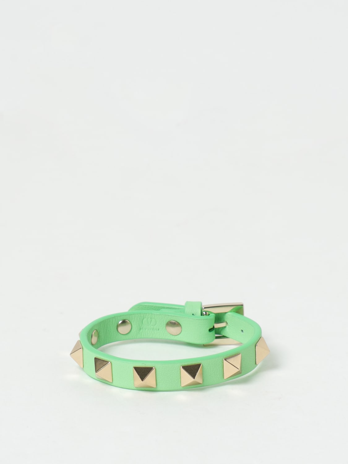 VALENTINO GARAVANI GIOIELLI: Bracciale Rockstud Valentino Garavani in pelle , Menta - Img 1