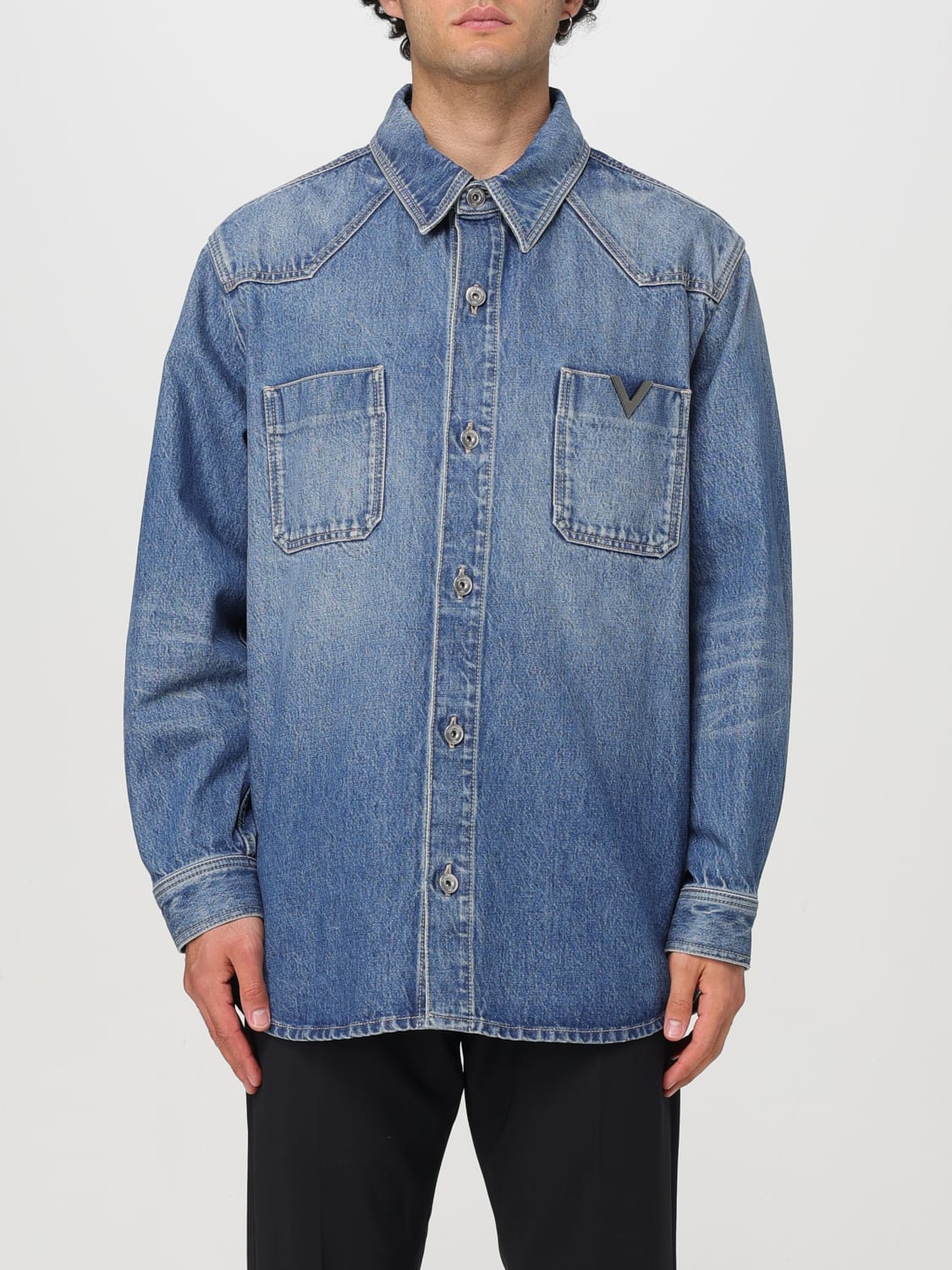 VALENTINO CAMISA: Camisa hombre Valentino, Denim - Img 1