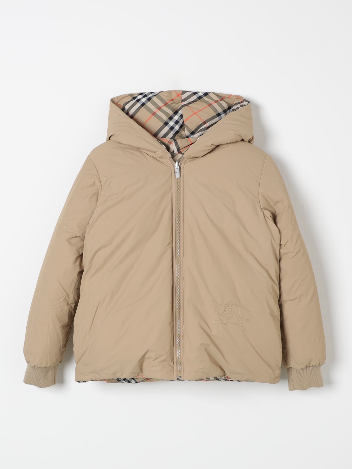 BURBERRY GIACCA: Piumino con cappuccio Burberry , Beige - Img 3