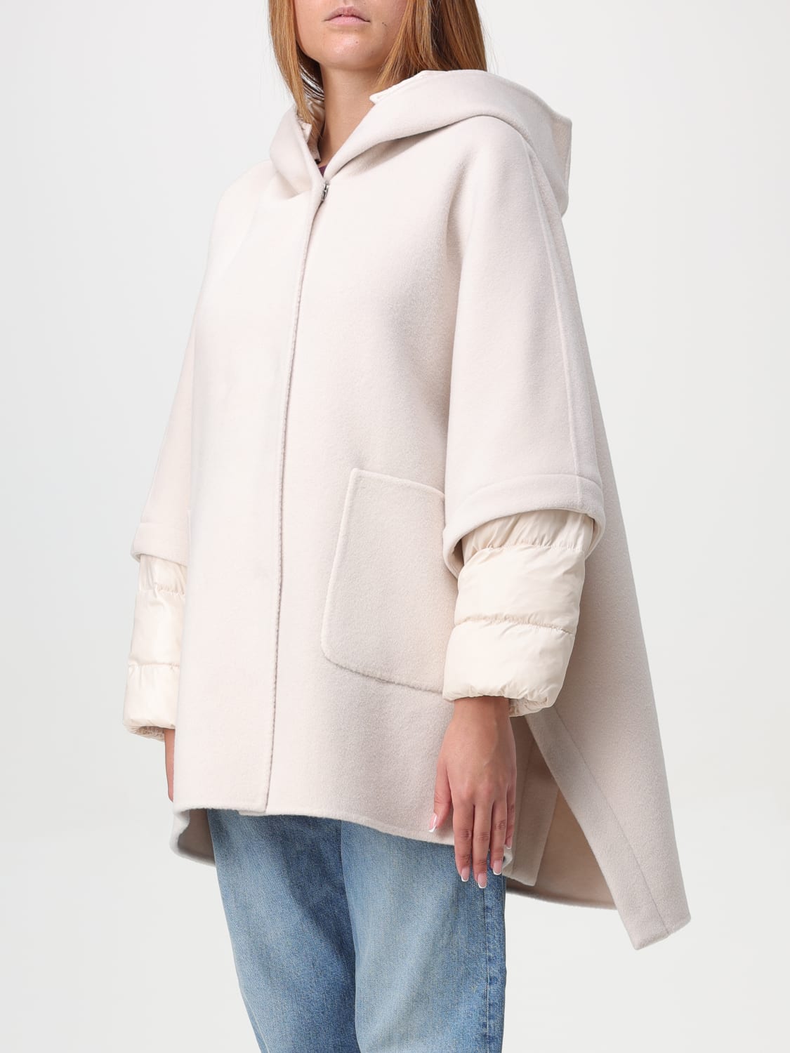 PINKO CAPPOTTO: Cappotto con cappuccio Pinko, Beige - Img 3