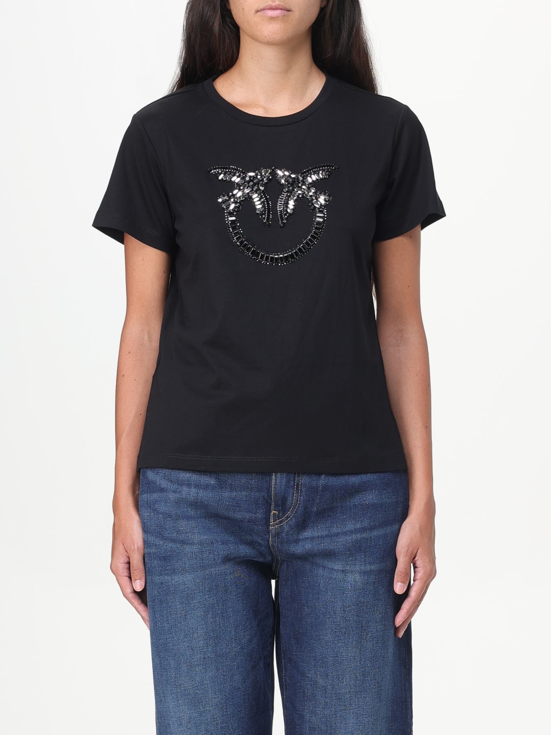 Giglio T-shirt Love Birds Pinko in cotone