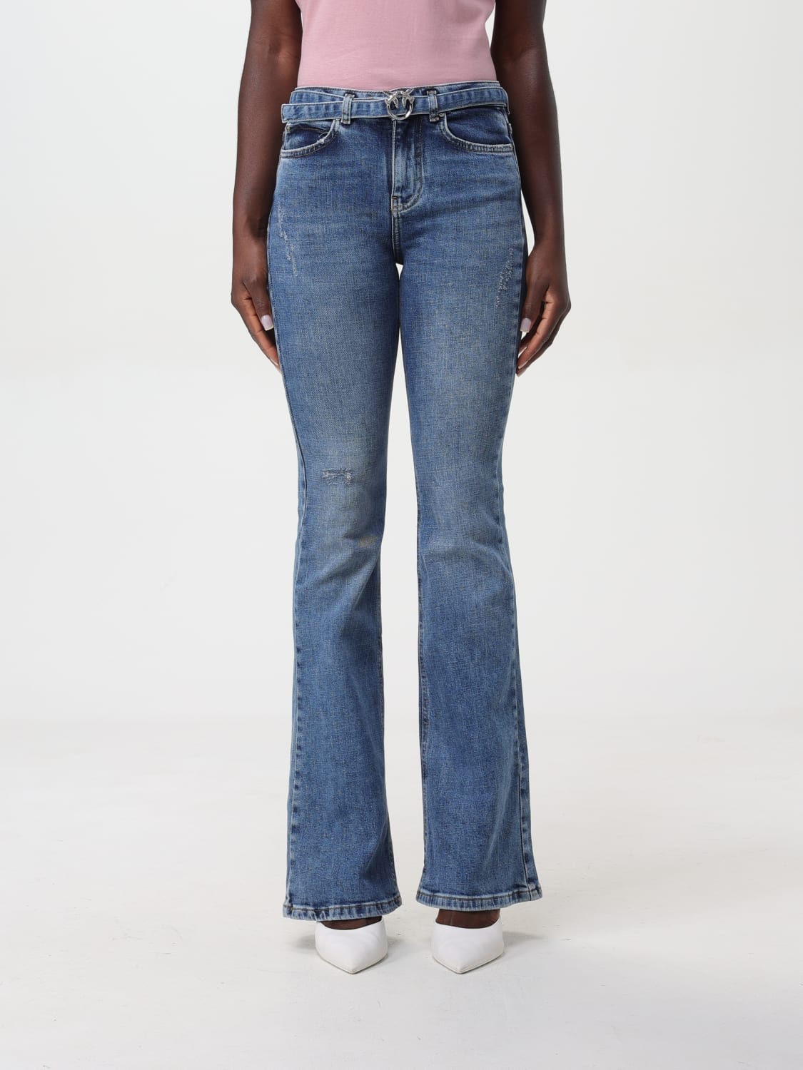 Giglio Jeans Pinko in denim di cotone con cinta