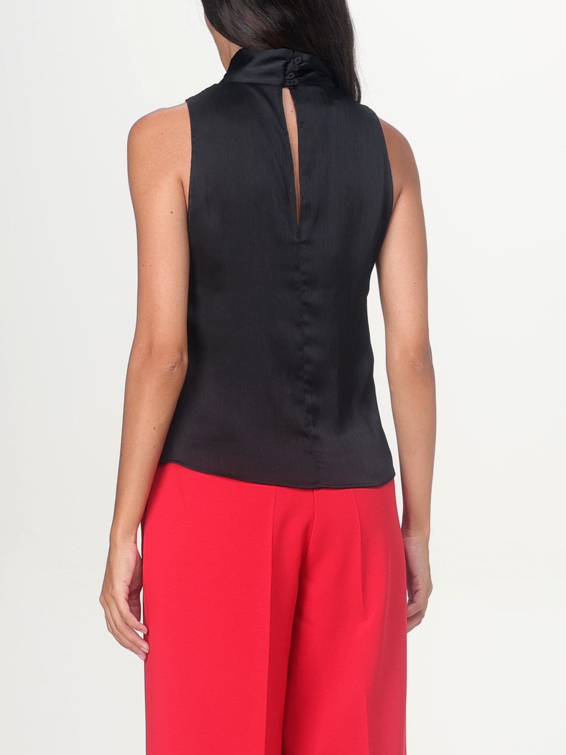 PINKO TOP E BLUSE: Top in raso drappeggiato Pinko, Nero - Img 2