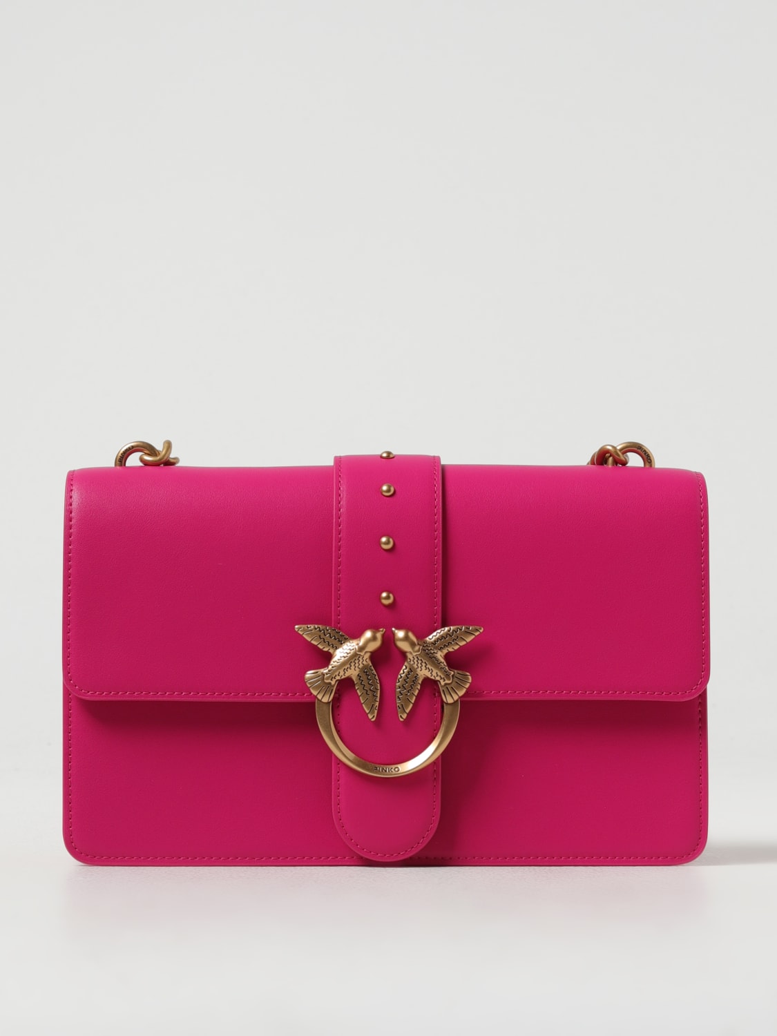 PINKO BORSA A SPALLA: Borsa Love One Pinko in pelle , Rosa - Img 1