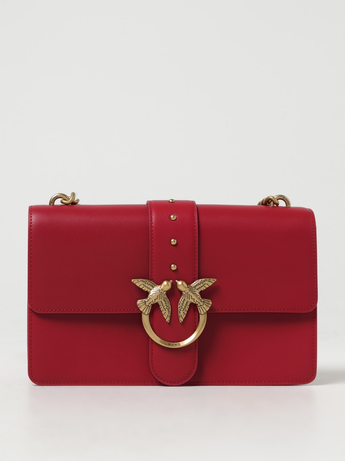 PINKO BORSA A SPALLA: Borsa Love One Pinko in pelle , Rosso - Img 1