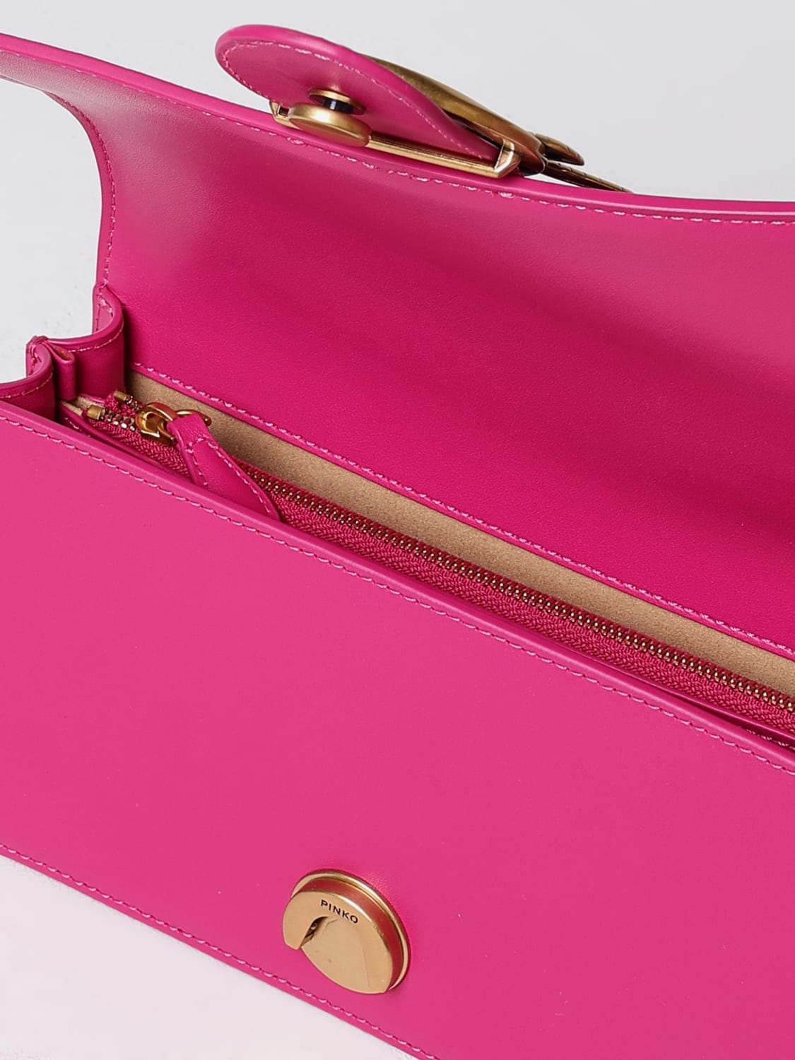 PINKO BORSA MINI: Borsa Love One Pinko in pelle , Rosa - Img 3