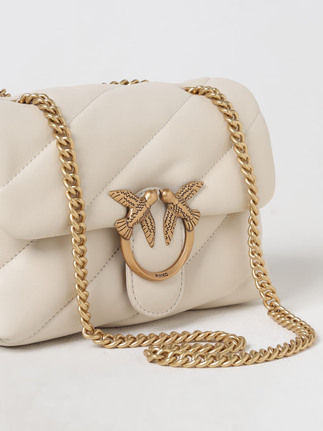 PINKO BORSA A SPALLA: Borsa Love Puff Pinko in nappa trapuntata , Bianco - Img 3