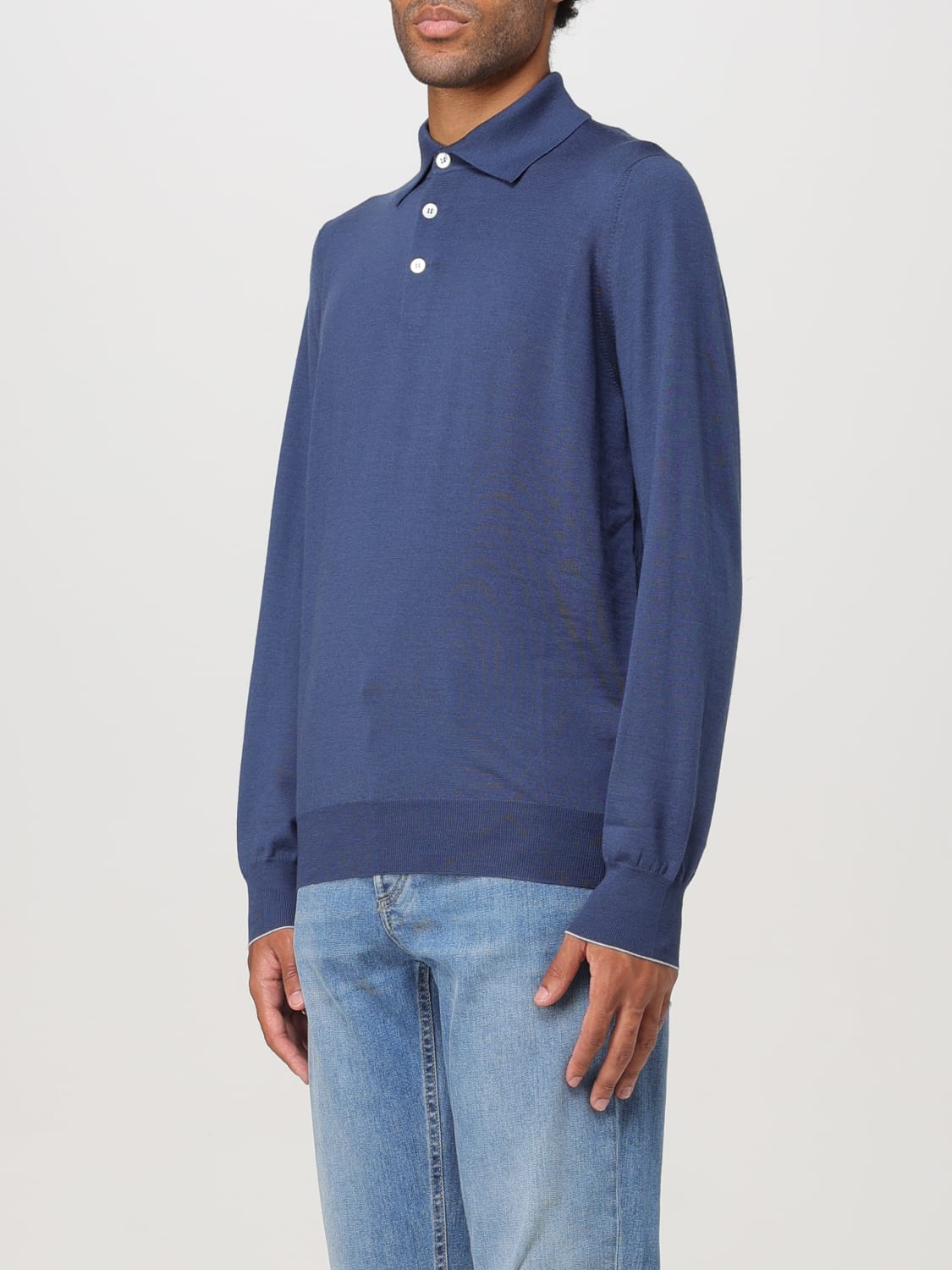 BRUNELLO CUCINELLI POLO SHIRT: Sweater men Brunello Cucinelli, Blue - Img 4