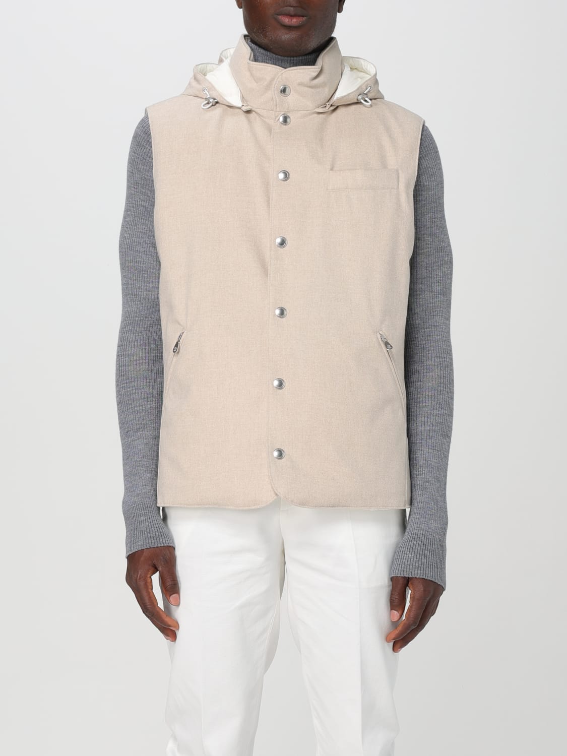 BRUNELLO CUCINELLI SUIT VEST: Brunello Cucinelli vest with hood, Sand - Img 1