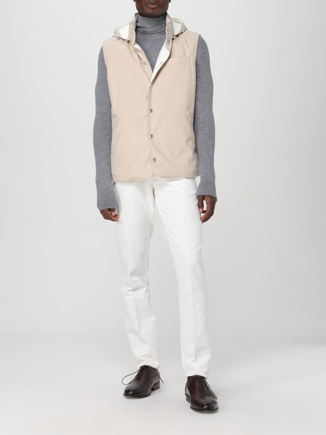 BRUNELLO CUCINELLI SUIT VEST: Brunello Cucinelli vest with hood, Sand - Img 2