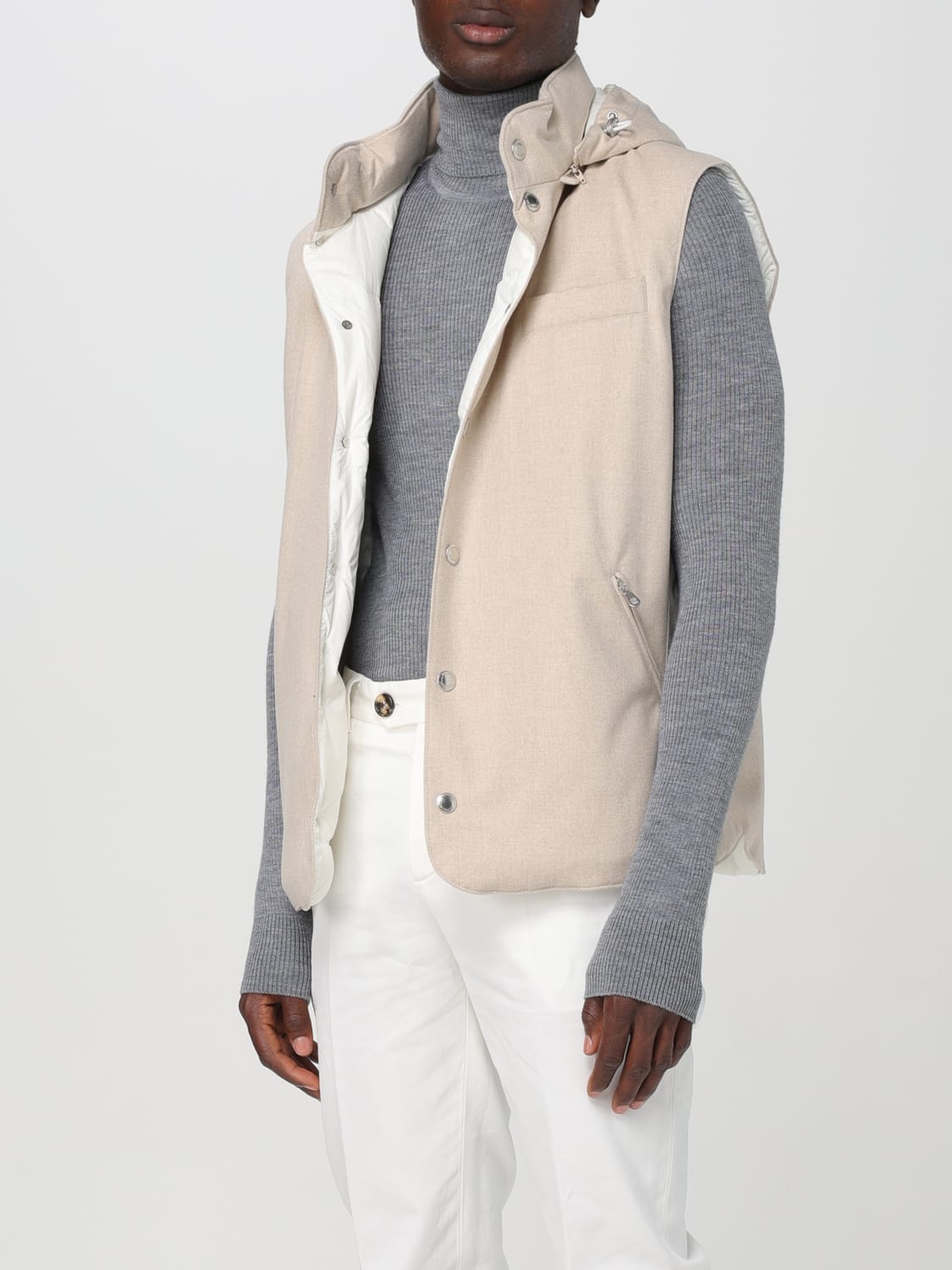 BRUNELLO CUCINELLI SUIT VEST: Brunello Cucinelli vest with hood, Sand - Img 4