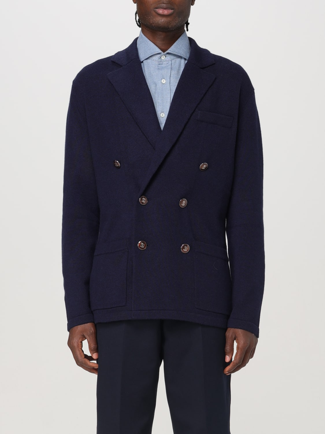 BRUNELLO CUCINELLI BLAZER: Blazer a doppiopetto Brunello Cucinelli in cashmere, Blue Navy - Img 1