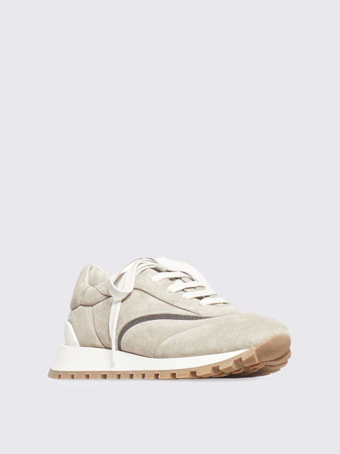 BRUNELLO CUCINELLI SNEAKERS: Sneakers Brunello Cucinelli in camoscio con monile , Bianco - Img 2