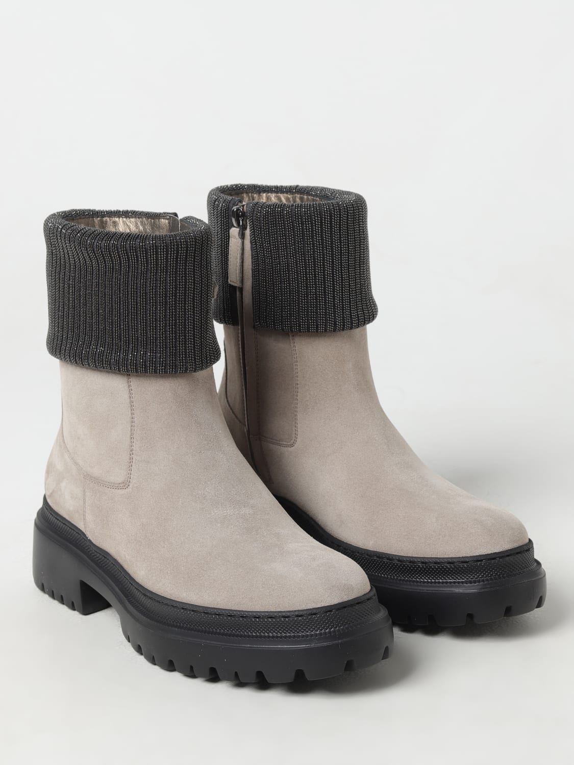 BRUNELLO CUCINELLI FLAT ANKLE BOOTS: Shoes woman Brunello Cucinelli, Sand - Img 2