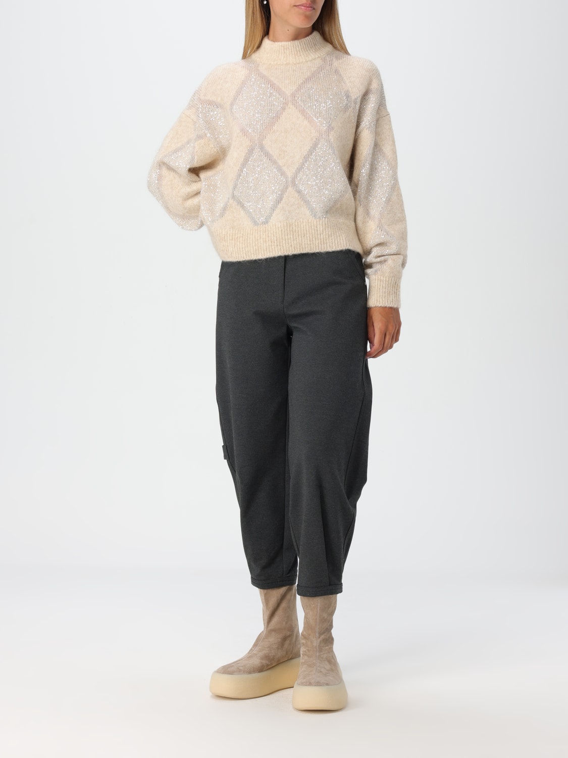 BRUNELLO CUCINELLI SWEATER: Sweater woman Brunello Cucinelli, Beige - Img 2