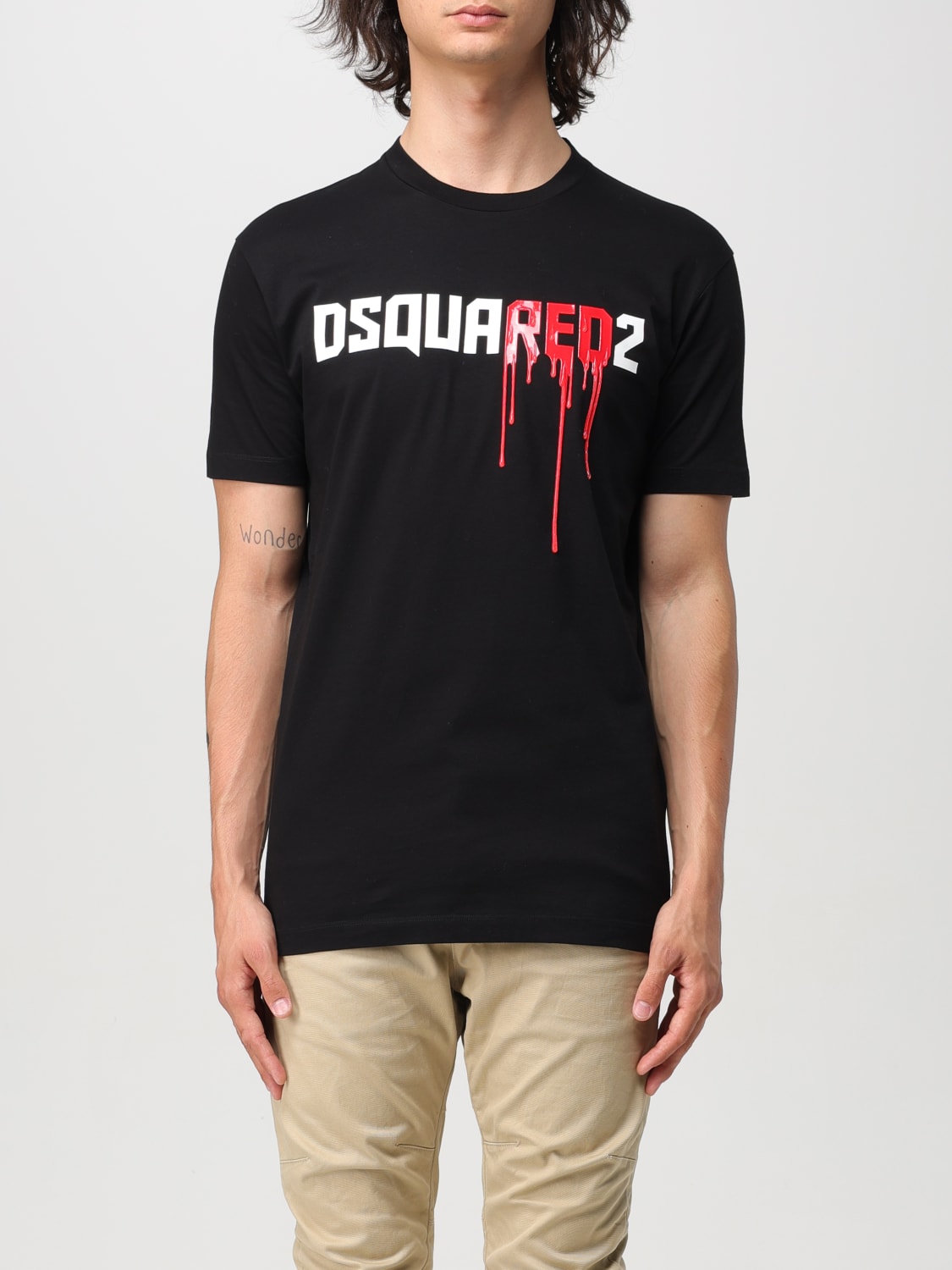 Giglio T-shirt di cotone con logo Red Dsquared2