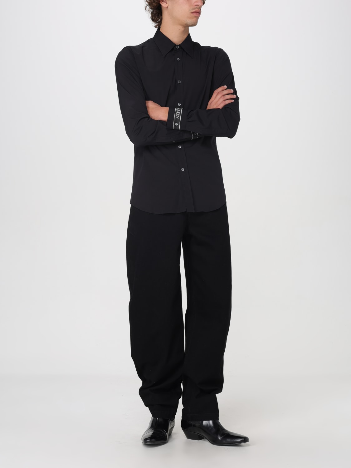 MCQUEEN CAMICIA: Camicia con bande logate McQueen, Nero - Img 2