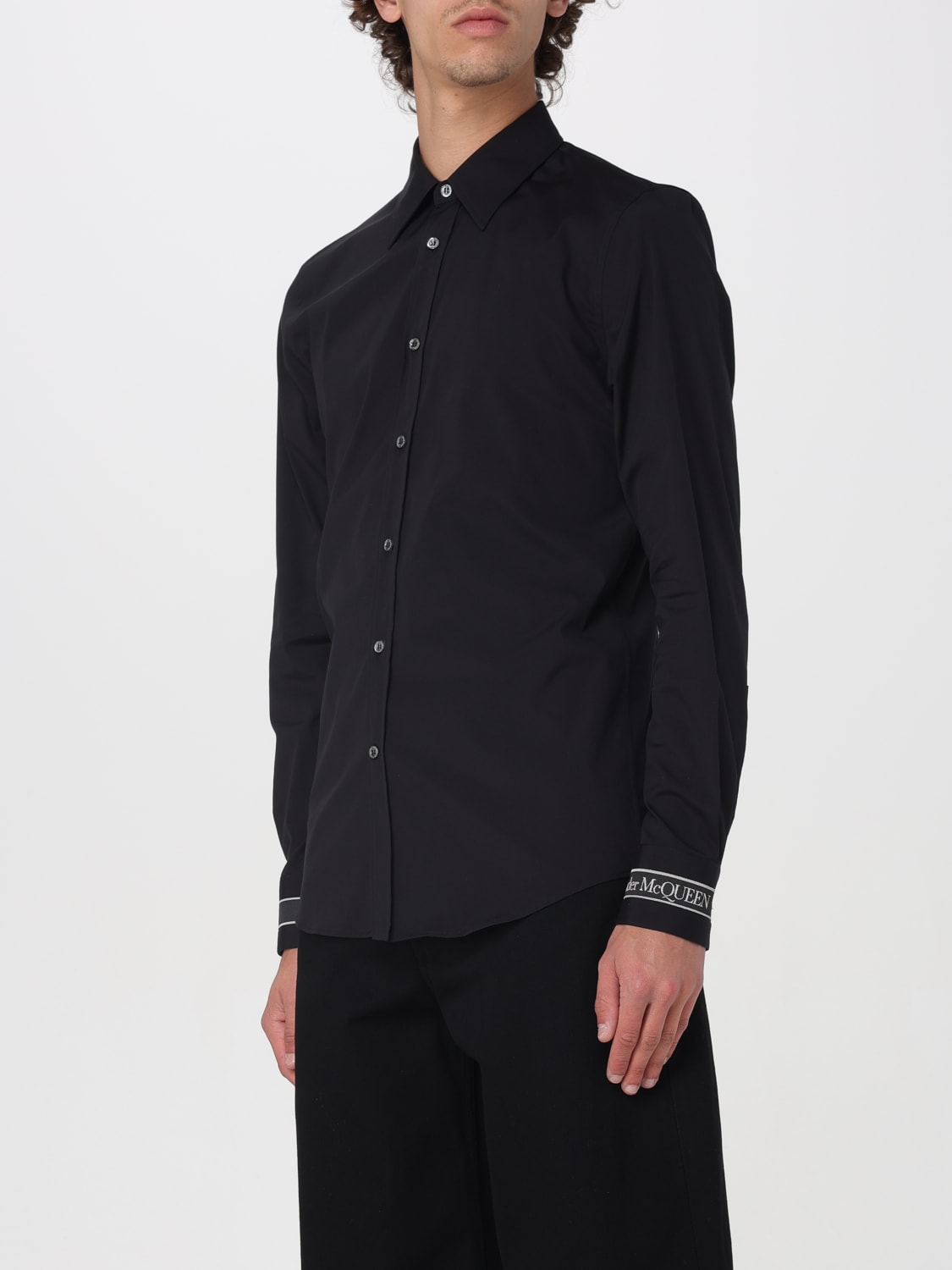 MCQUEEN CAMICIA: Camicia con bande logate McQueen, Nero - Img 4