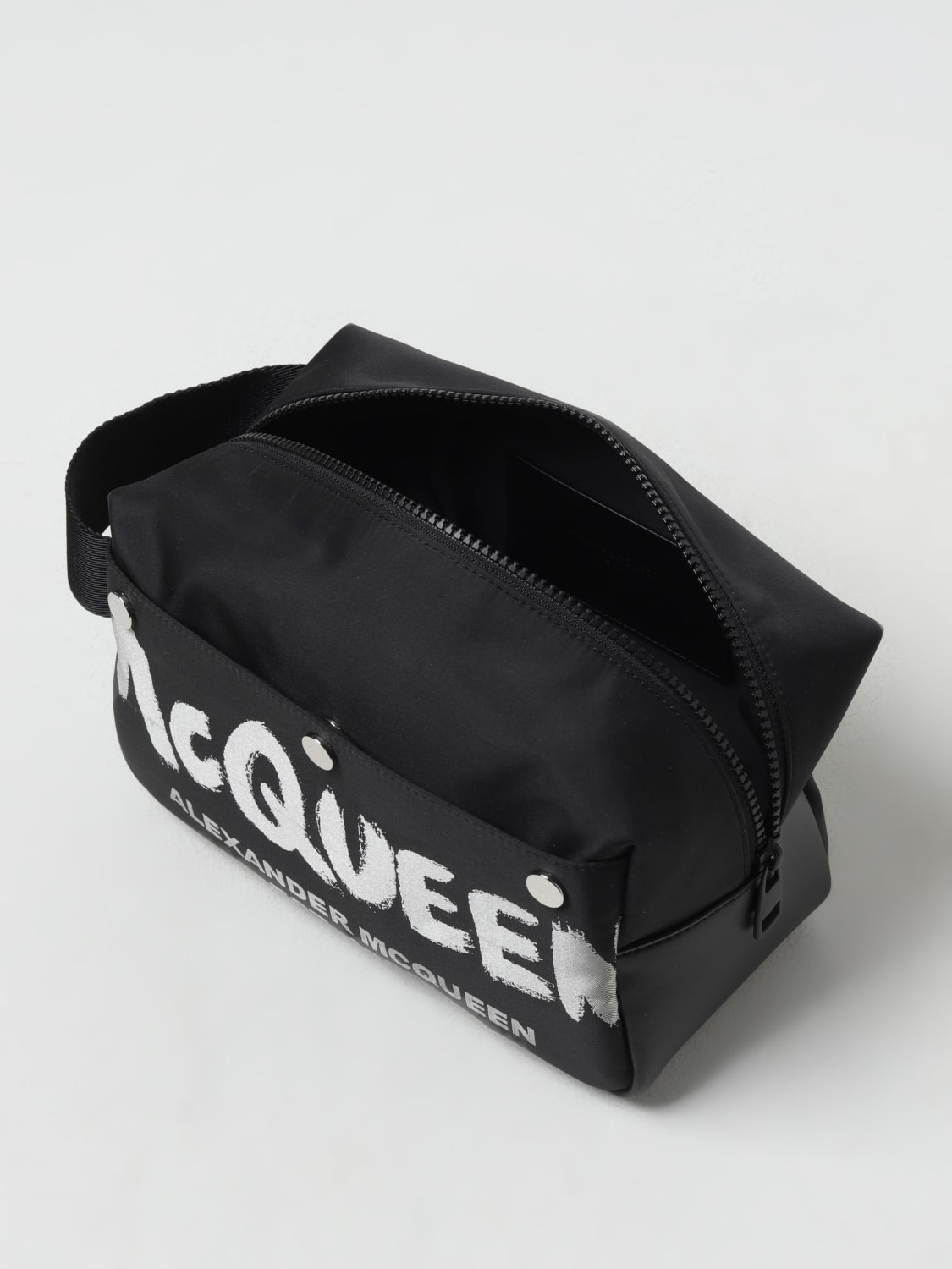 【送料&関税込】Alexander McQueen Beauty Case With Logo McQueen Outlet: Graffiti nylon and leather beauty case