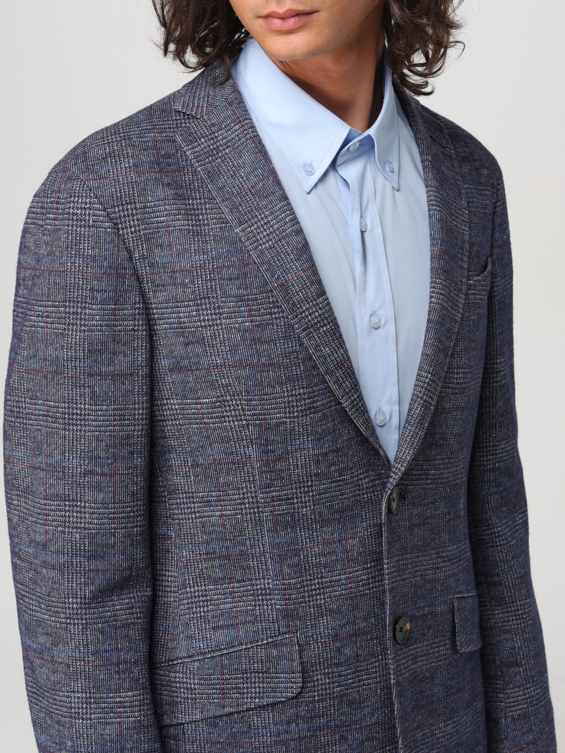 ETRO BLAZER: Blazer a monopetto tartan Etro, Blue Navy - Img 5