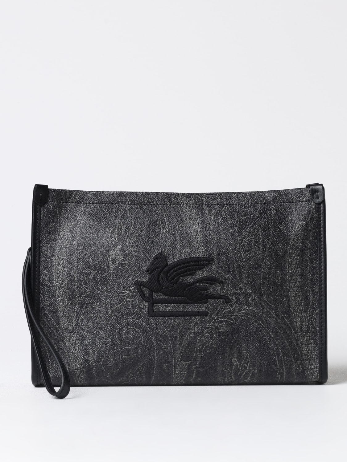 Giglio Pouch Etro in cotone spalmato con Paisley all over