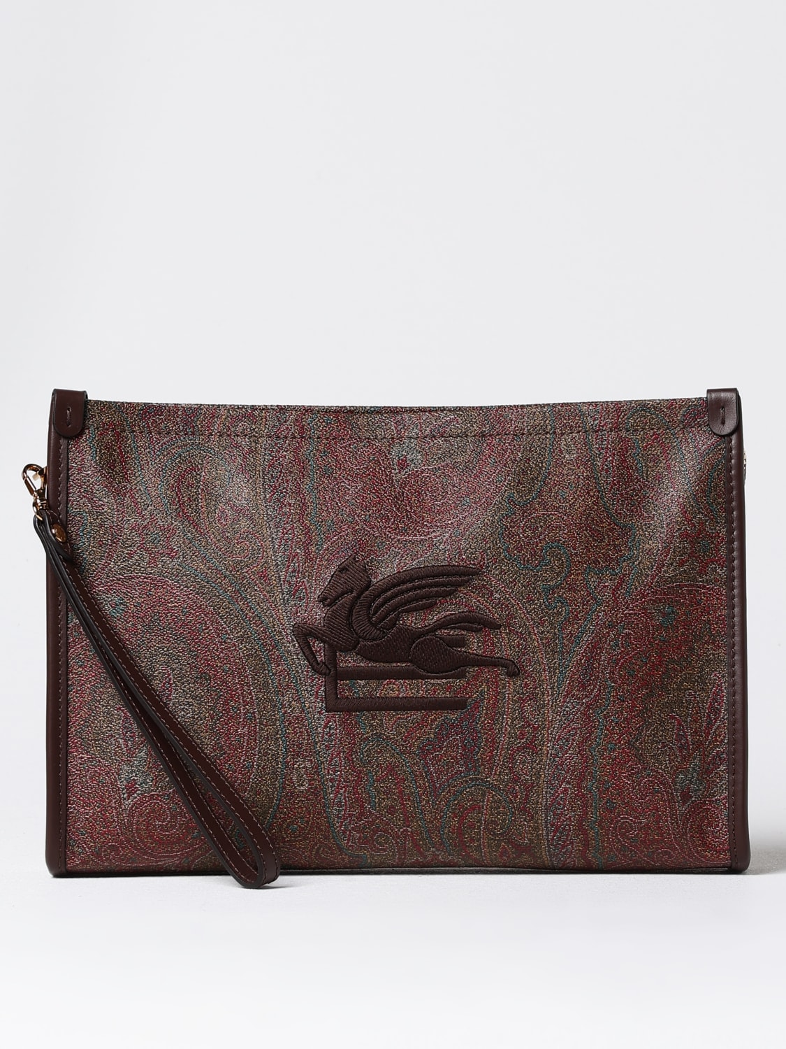 Giglio Pouch Etro in cotone spalmato con Paisley all over