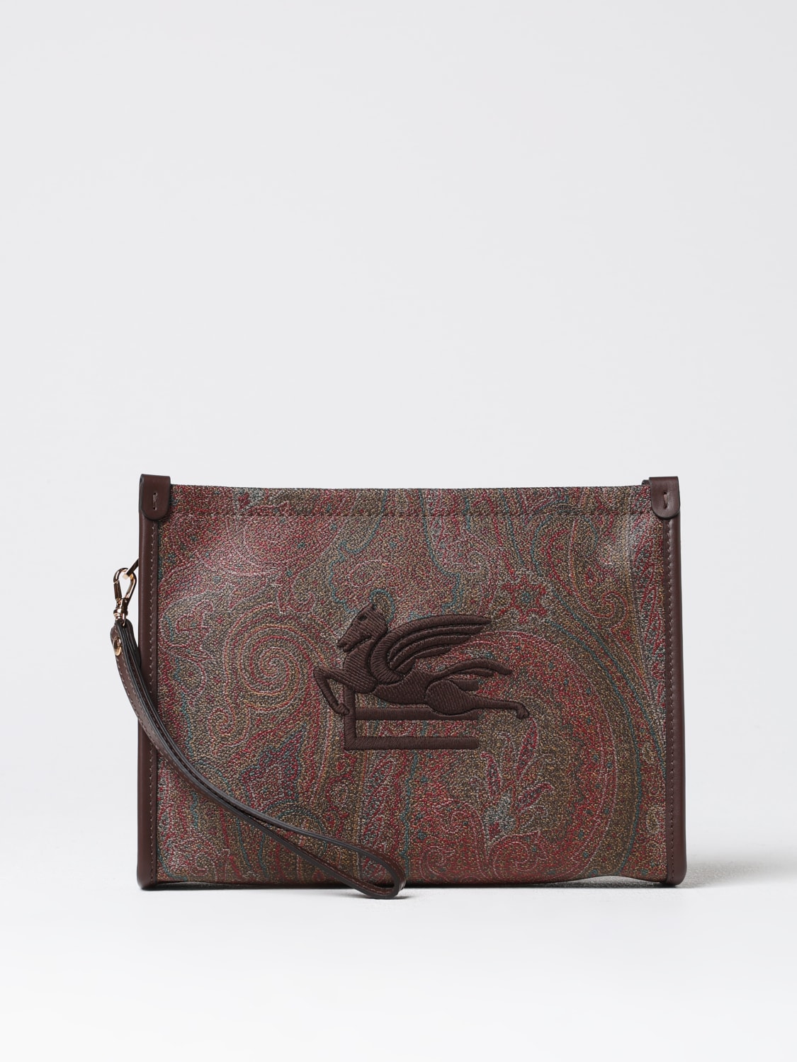 Giglio Pouch Etro in cotone spalmato con Paisley all over