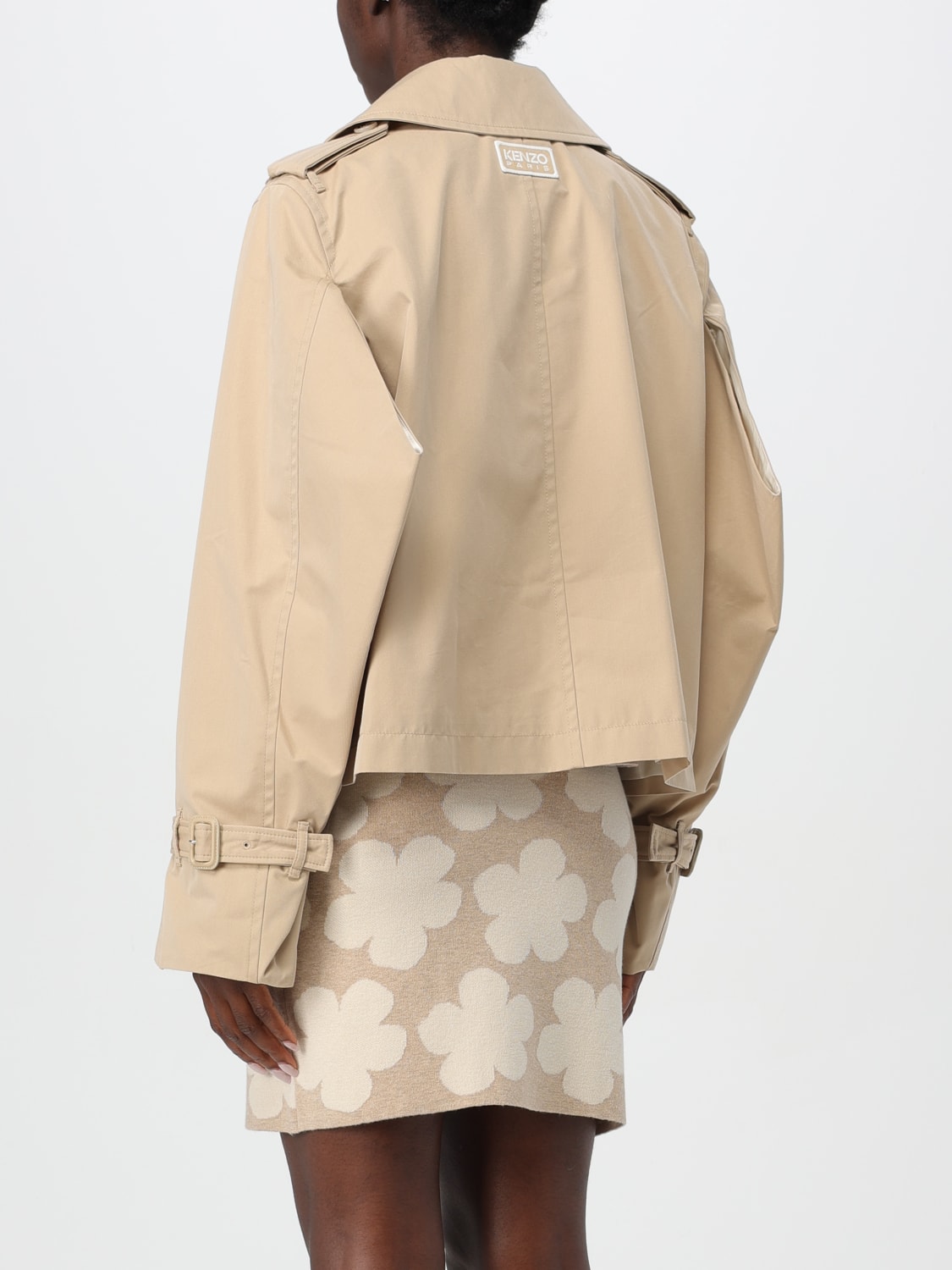 KENZO TRENCH: Trench a doppiopetto Kenzo in misto cotone, Beige - Img 3