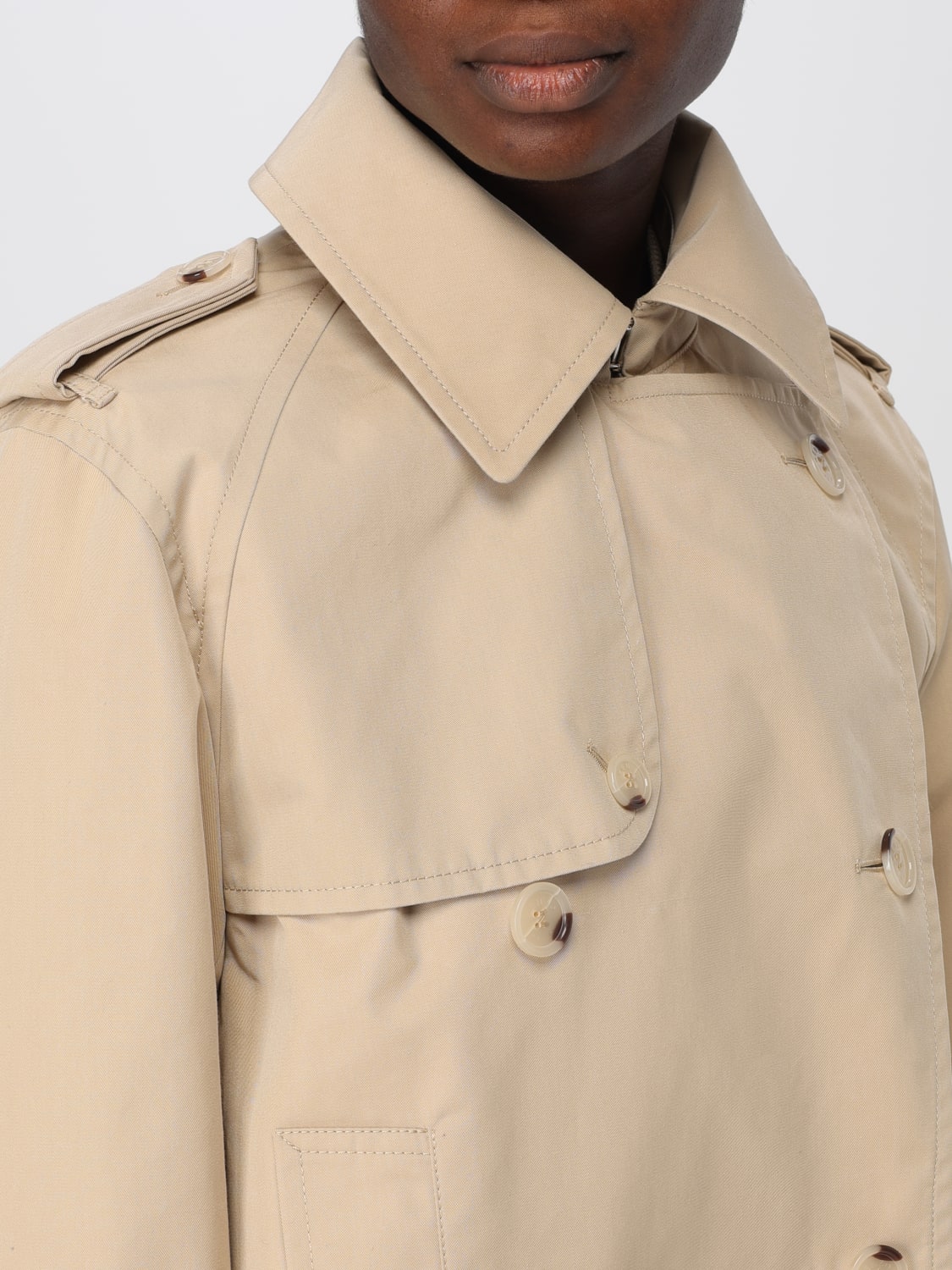 KENZO TRENCH: Trench a doppiopetto Kenzo in misto cotone, Beige - Img 5