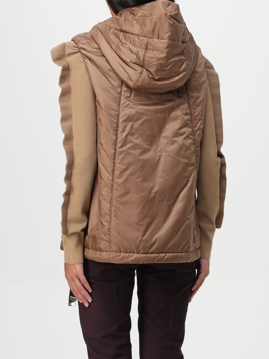 MAX MARA WAISTCOAT: Max Mara down vest with hood, Camel - Img 2