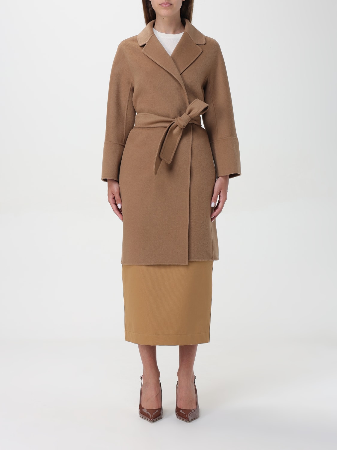 S MAX MARA Coat woman Camel S Max Mara coat 2429016111600 online at GIGLIO.COM