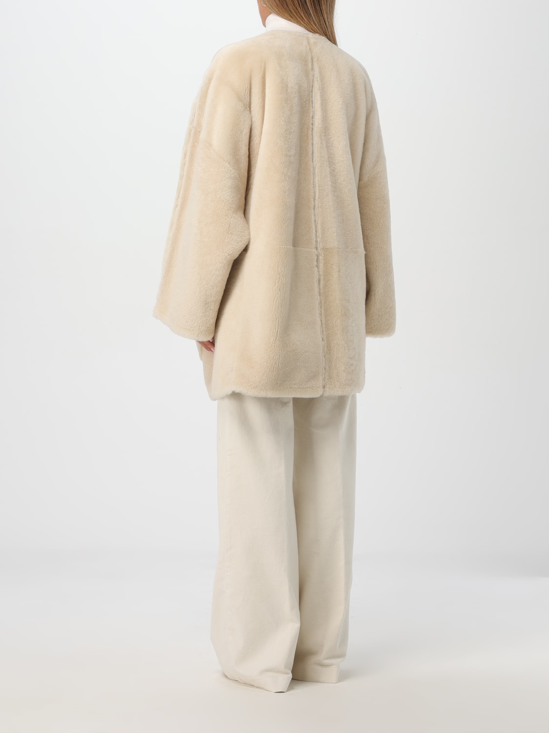 MAX MARA CAPPOTTO: Cappotto reversibile Max Mara in shearling e pelle , Avorio - Img 3