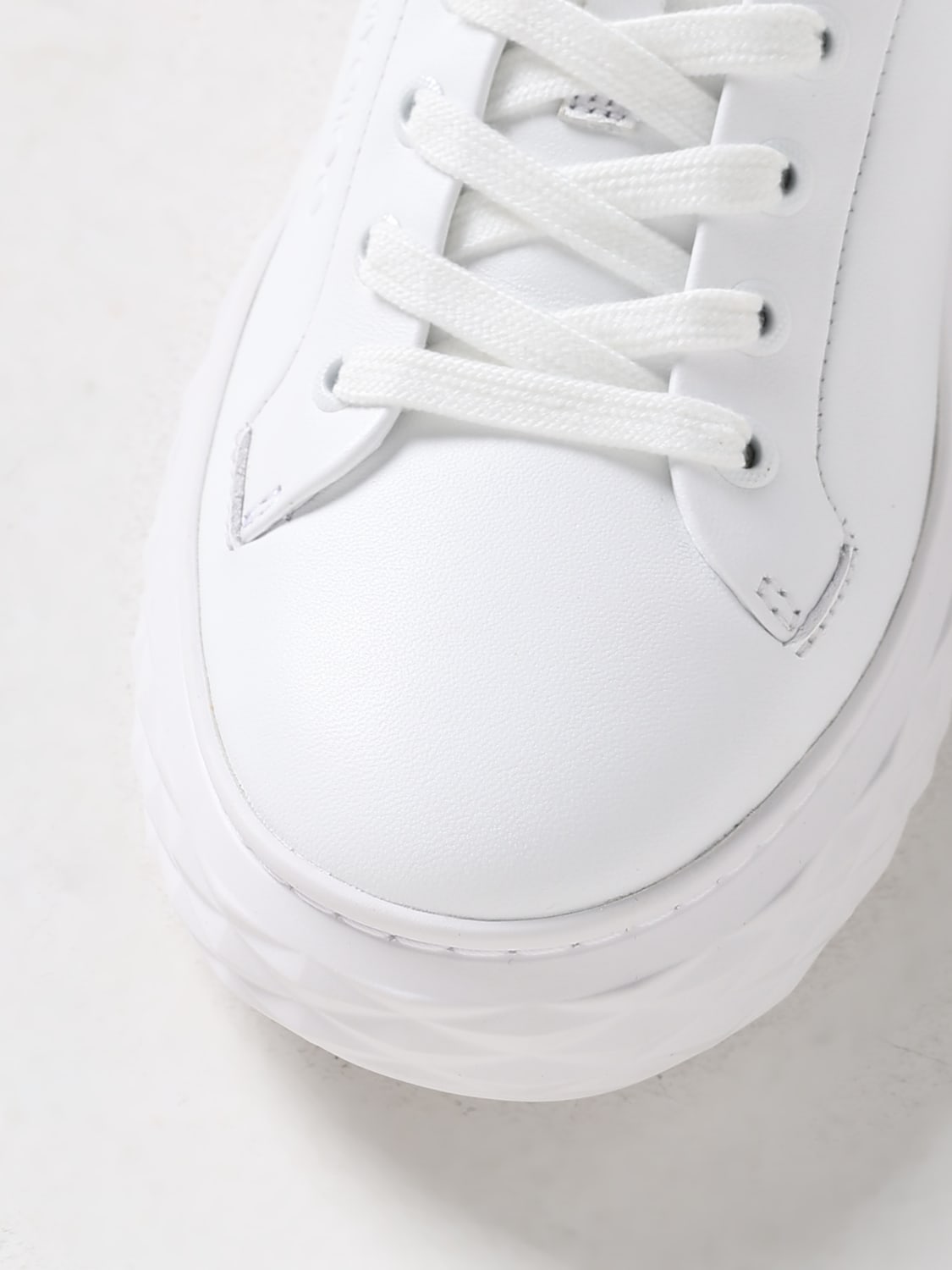 JIMMY CHOO SNEAKERS: Sneakers low-top in nappa diamond maxi f jimmy choo, Bianco - Img 4