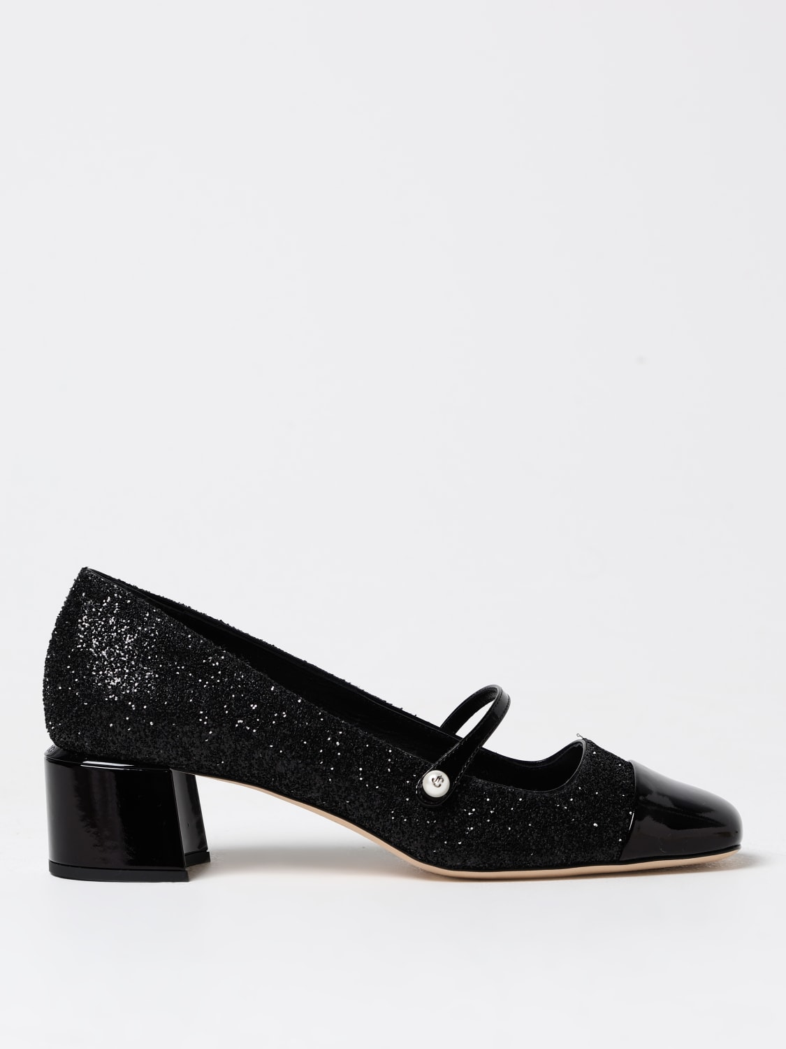 JIMMY CHOO SCARPE CON TACCO: Mary Jane Elisa Jimmy Choo glitter , Nero - Img 1