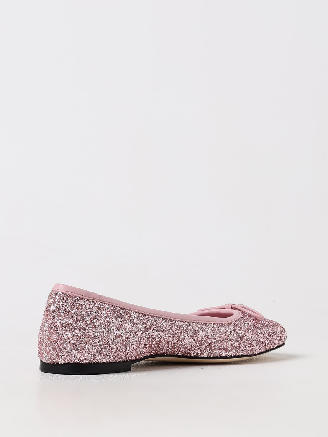 JIMMY CHOO BALLERINE: Ballerina Elme Jimmy Choo in pelle glitter con fiocco , Rosa - Img 3