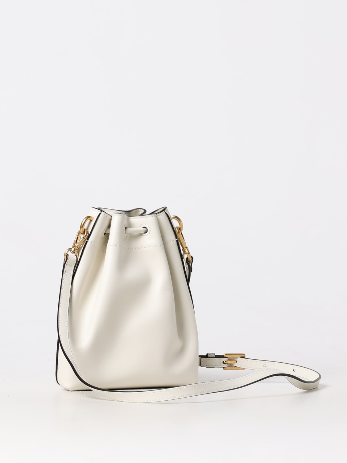 JIMMY CHOO BORSA MINI: Borsa bon bon cinch mini jimmy choo in pelle, Panna - Img 3