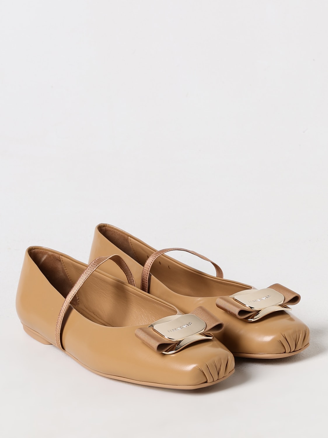 FERRAGAMO BALLET FLATS: Shoes woman Ferragamo, Beige - Img 2