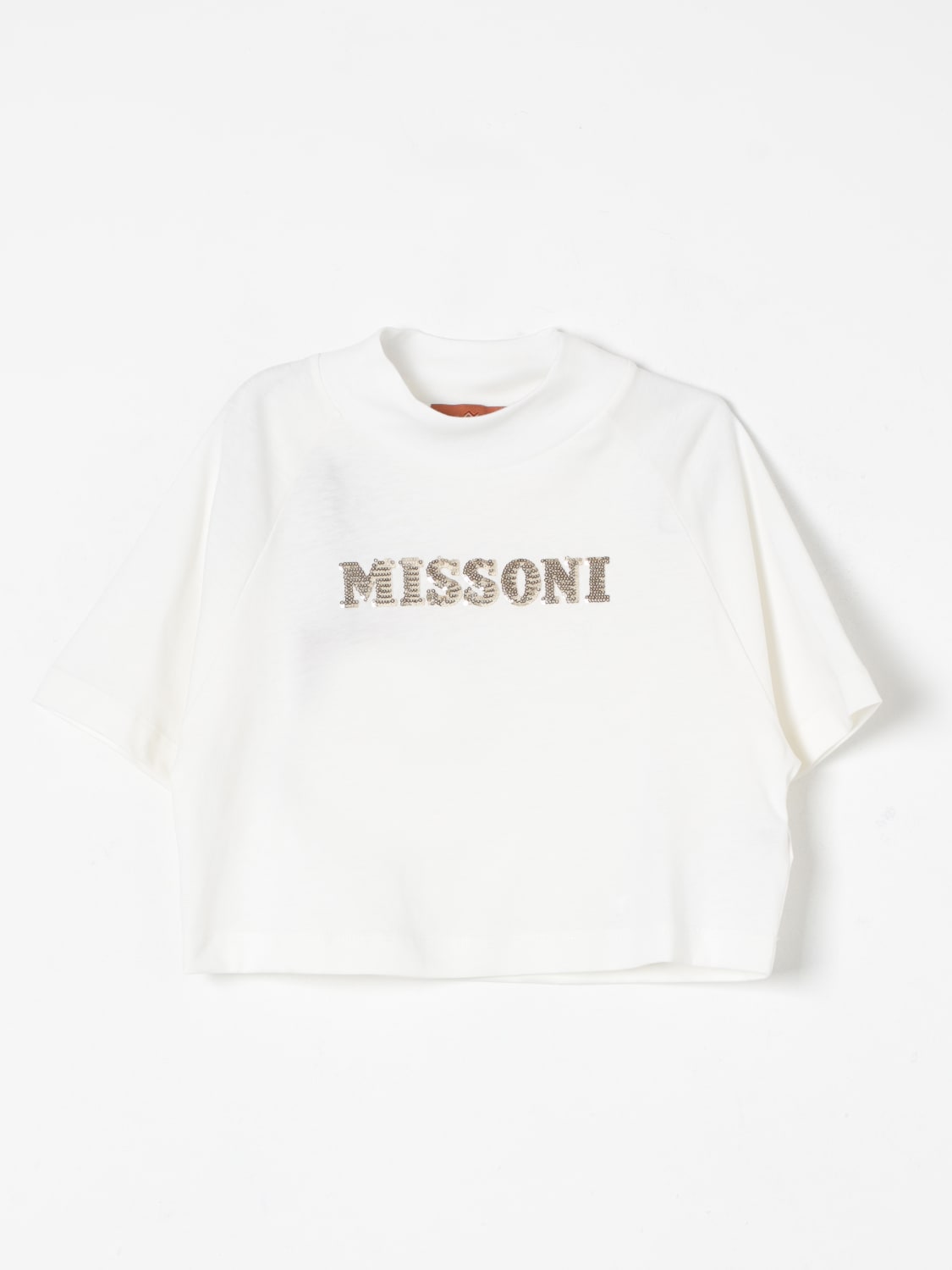 MISSONI T-SHIRT: T-shirt Missoni in cotone con logo di paillettes , Bianco - Img 1