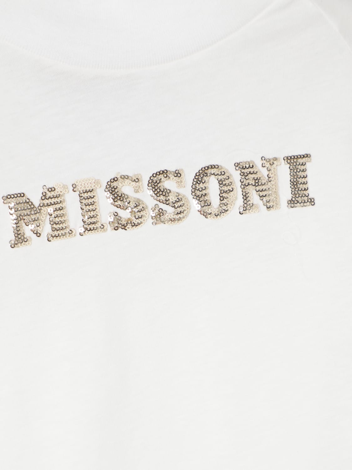 MISSONI T-SHIRT: T-shirt Missoni in cotone con logo di paillettes , Bianco - Img 3