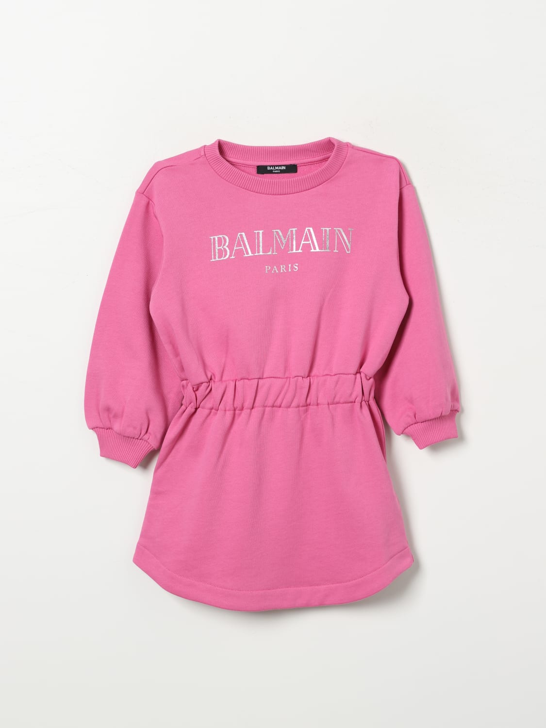BALMAIN ABITO: Abito a felpa in cotone Balmain, Fuxia - Img 1