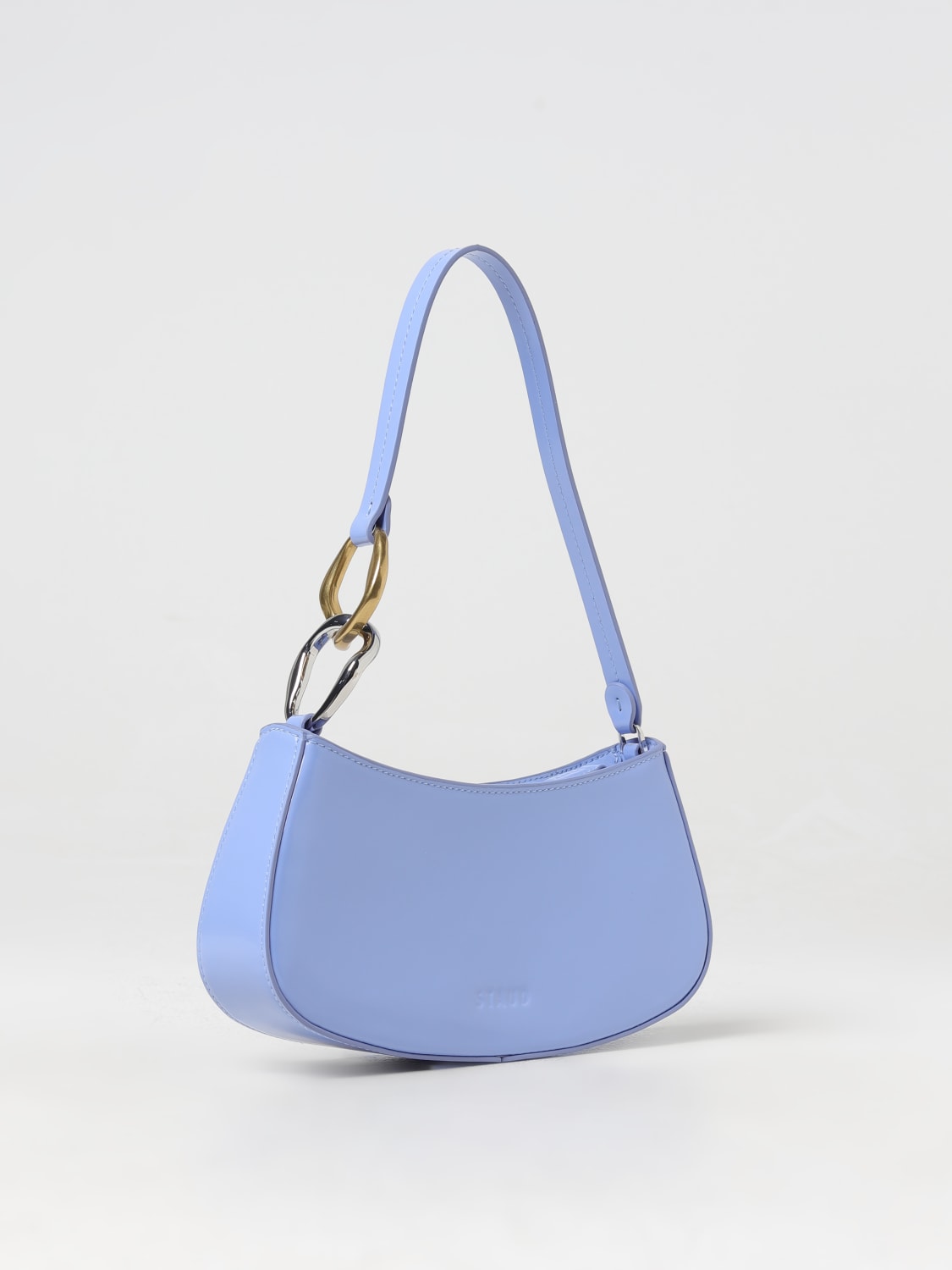 STAUD BORSA A SPALLA: Borsa Ollie Staud in pelle spazzolata , Azzurro - Img 2