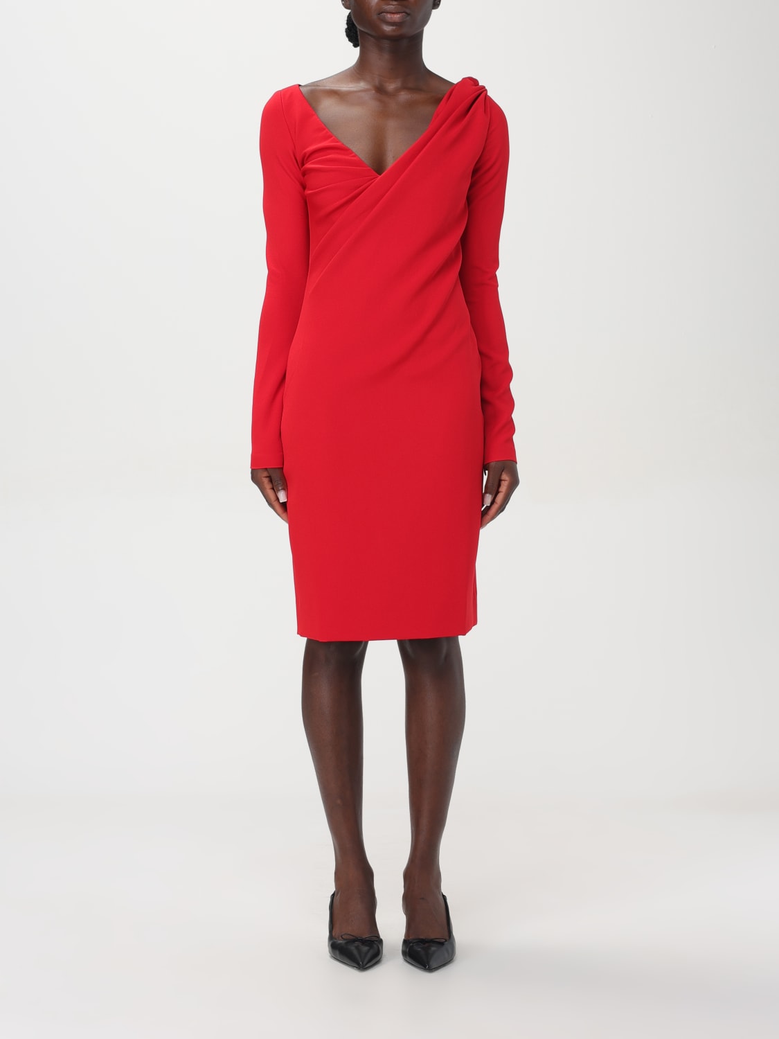 JW ANDERSON ABITO: Abito a v drappeggiato Jw Anderson, Rosso - Img 1