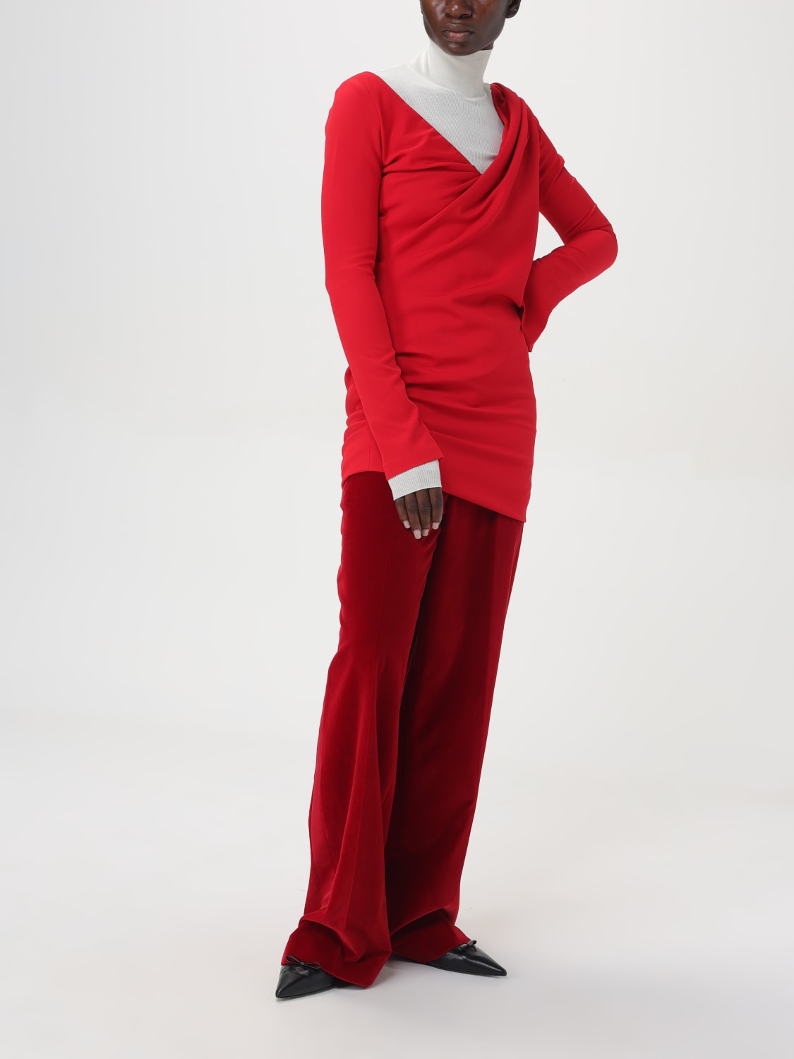 JW ANDERSON ABITO: Abito a v drappeggiato Jw Anderson, Rosso - Img 2