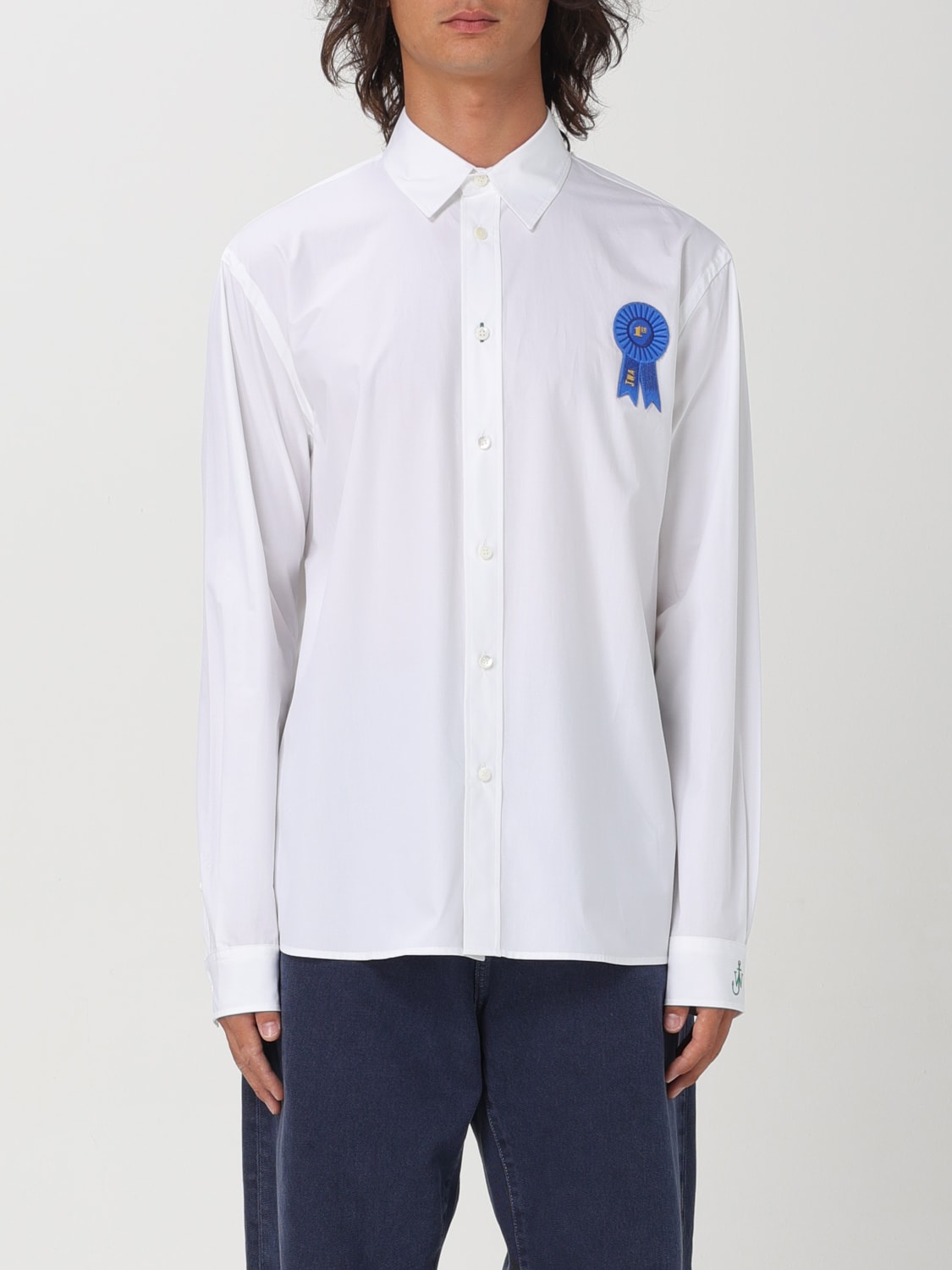 JW ANDERSON CAMICIA: Camicia JW Anderson in cotone con ricamo, Bianco - Img 1