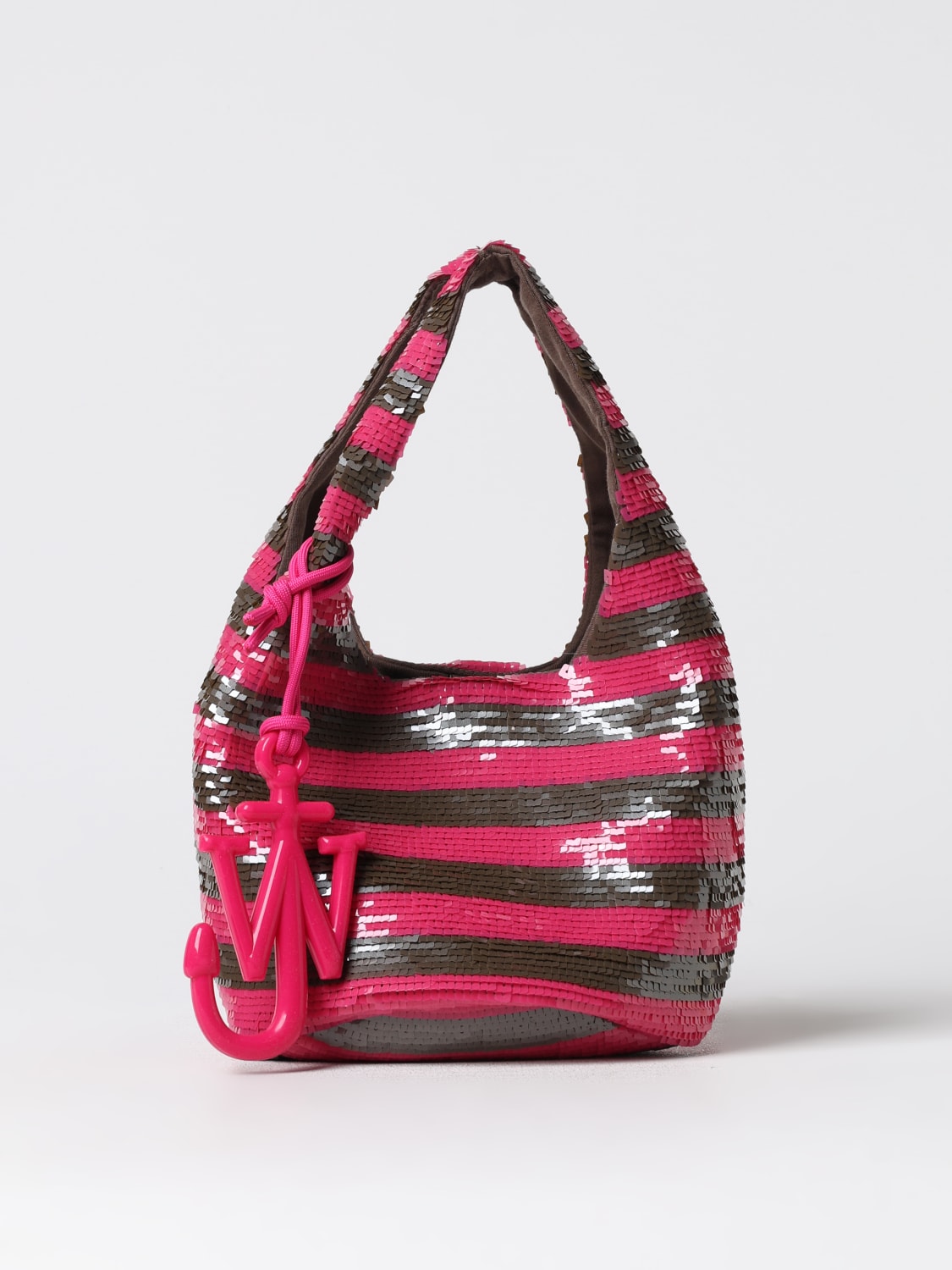 JW ANDERSON BORSA MINI: Borsa Mini Sequin JW Anderson in tessuto con pailletter ricamate all over , Kaki - Img 1