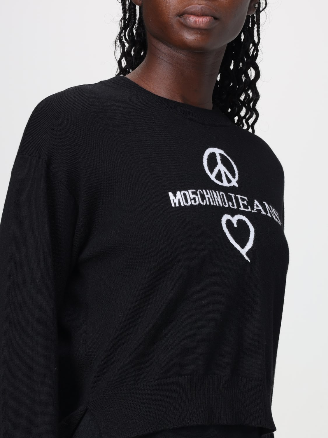 MOSCHINO JEANS MAGLIA: Maglia a girocollo con logo Moschino Jeans, Nero - Img 3