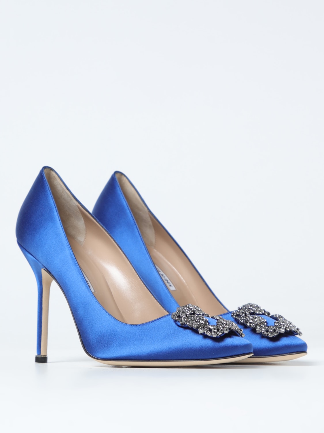 MANOLO BLAHNIK DÉCOLLETÉ: Décolleté Hangisi Manolo Blahnik in raso con fibbia gioiello , Royal - Img 2