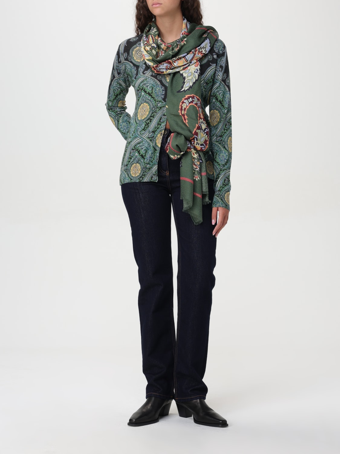 ETRO CARDIGAN: Etro v-neck paisley cardigan, Green - Img 2