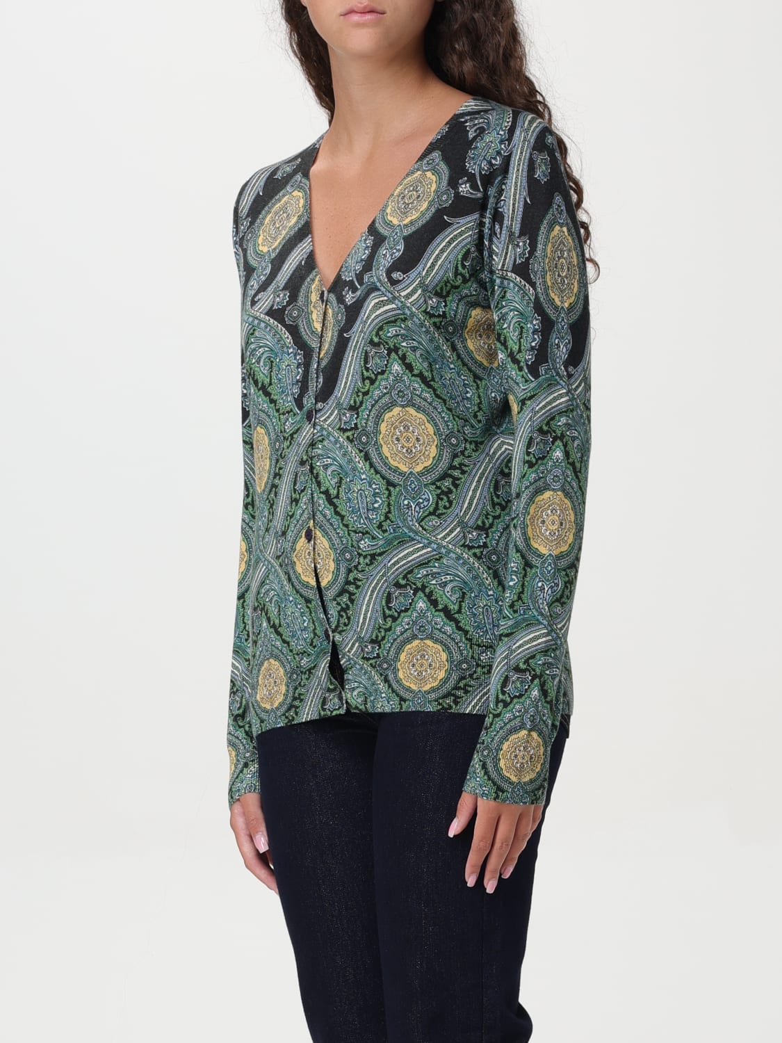 ETRO CARDIGAN: Etro v-neck paisley cardigan, Green - Img 4