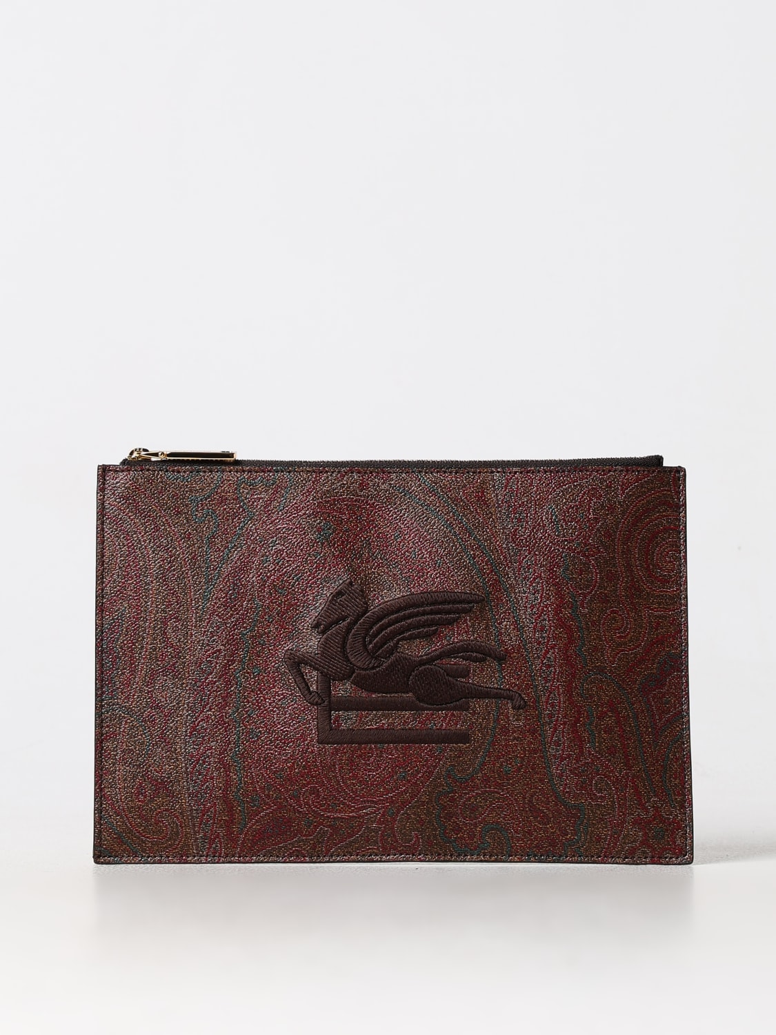 Giglio Clutch Etro in cotone spalmato con Paisley all over